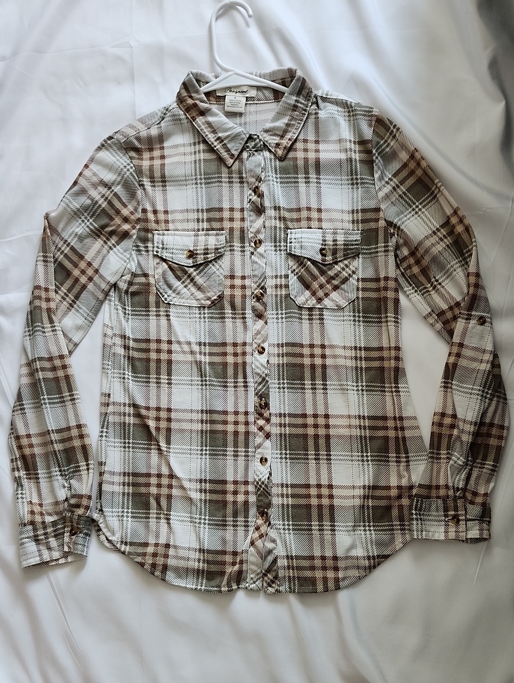 Passport Plaid Button-Up Long Sleeve Shirt - Beige/Brown/Olive